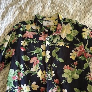 Old Navy Boys Floral Navy Shirt